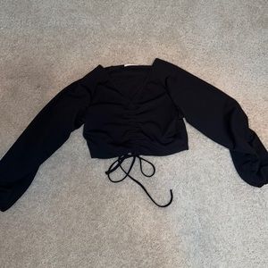 Black, tie long sleeve shirt